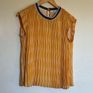 DR2 Mustard Pleated Blouse with Black Trim